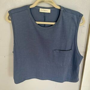 Cropped dusty blue tank top